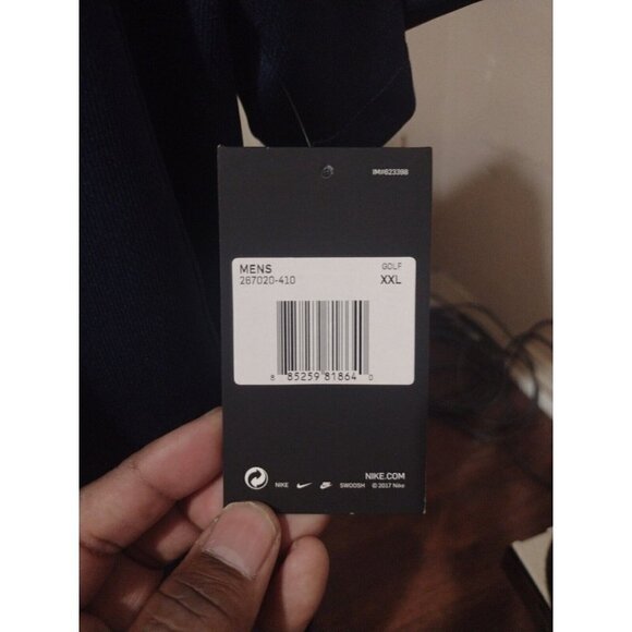 NWT New Nike Dri Fit Short Sleeve Polo Shirt Golf 2XL Navy Blue Polyester - Picture 3 of 13